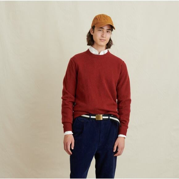 Alex Mill Sweater Mens XL Reverse Seam Superfine Meino Wool Burnt Red Crewneck - Picture 1 of 10